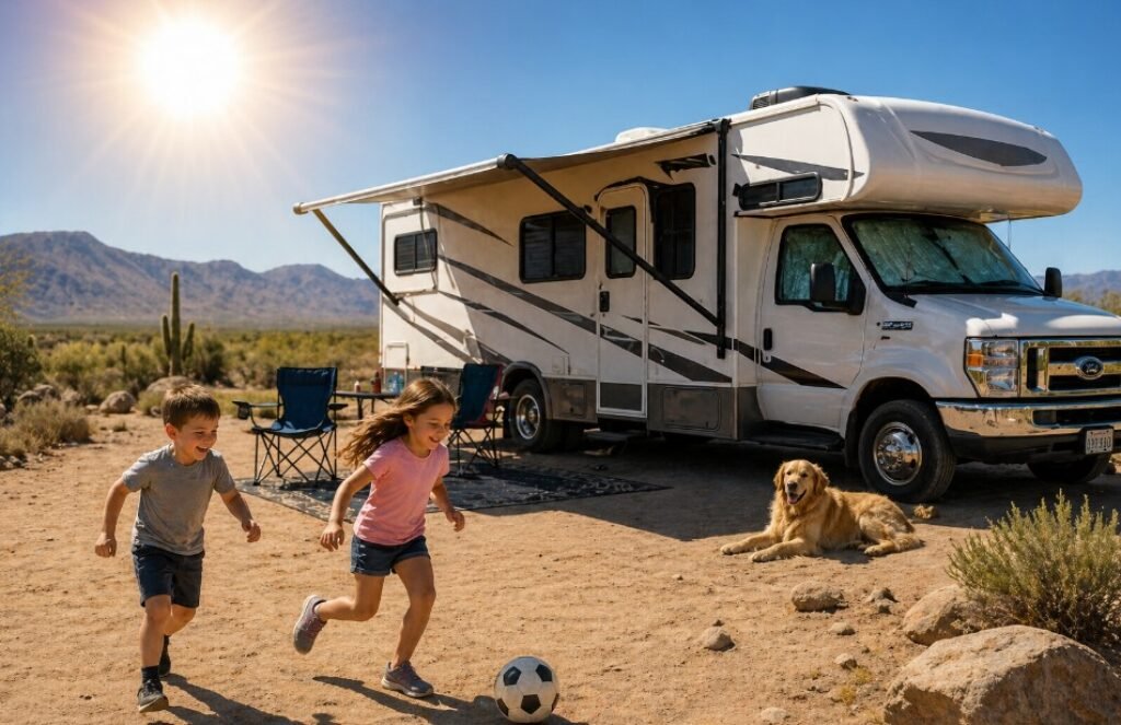 RV Camper in the desert. 