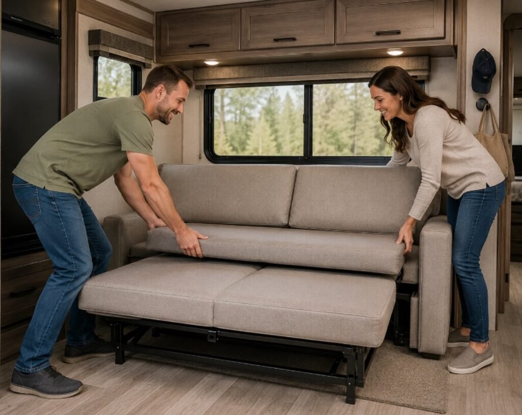 Converting an RV sofa to a bed
