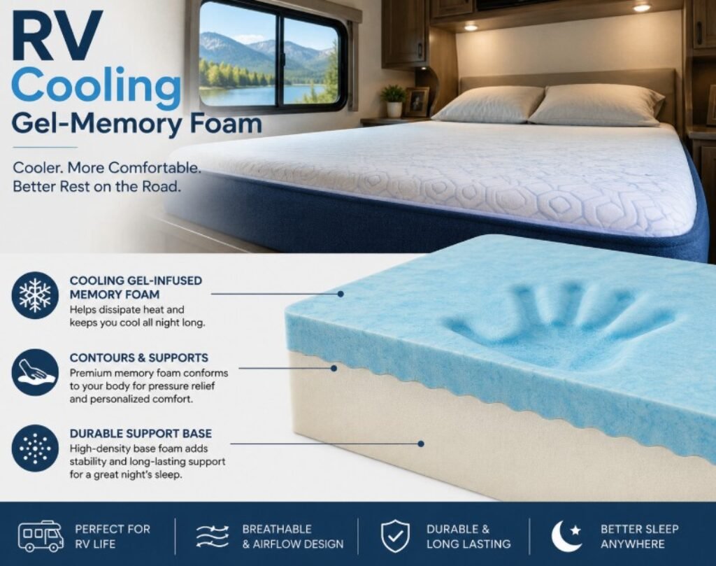 Gel-memory foam RV cooling mattress