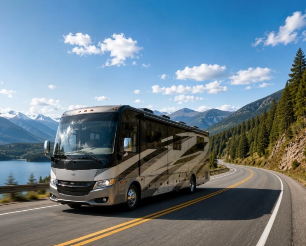 RV driving in the open road