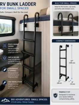 Ladder for bunk bed in an RV