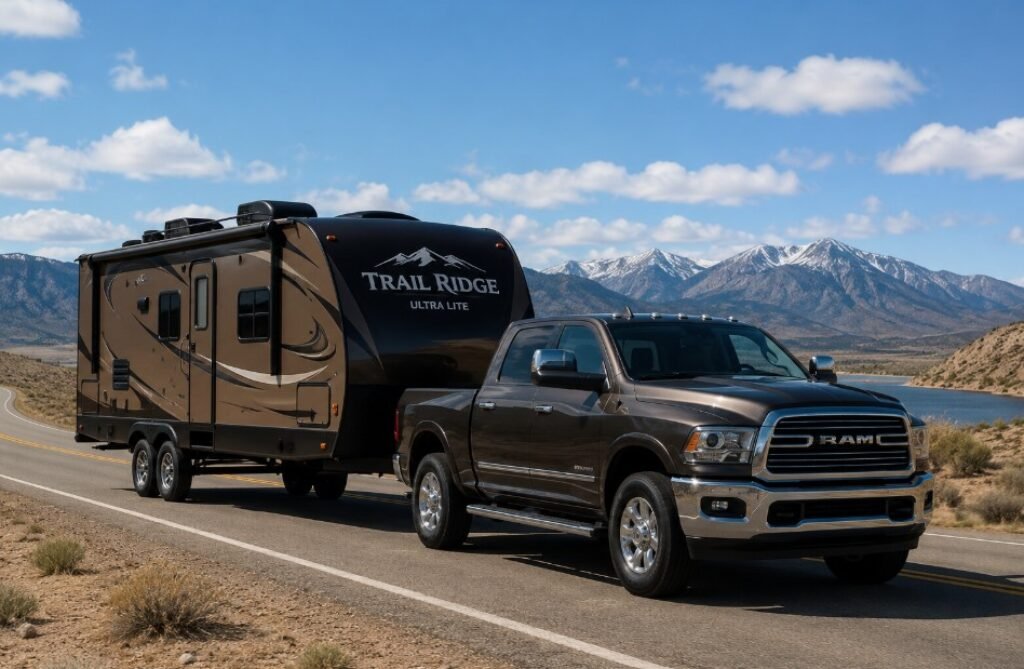 Truck pulling an RV camper