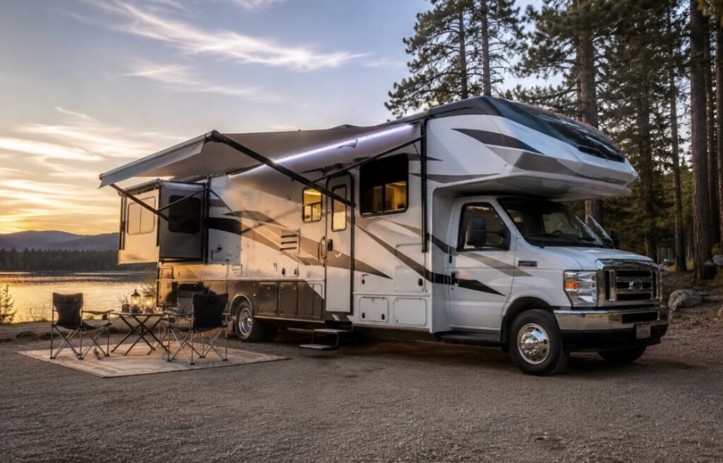 RV Camper at the lake